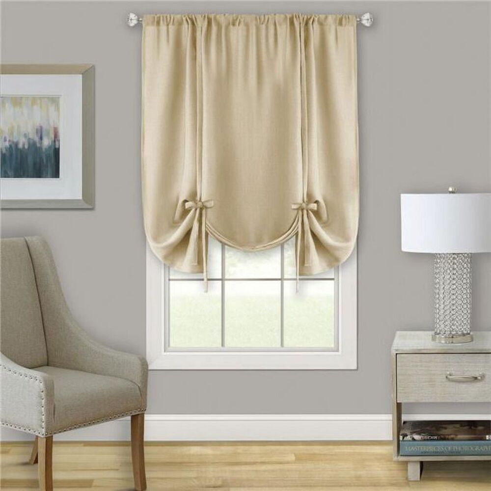 58 x 63 in. Darcy Window Curtain Tie Up Shade - Tan